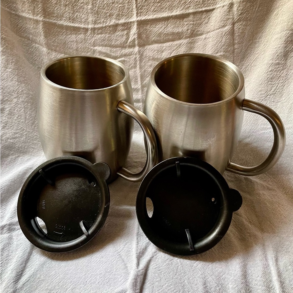Stainless Steel Travel Mug set of two, non-toxic and clean. Accessories.
